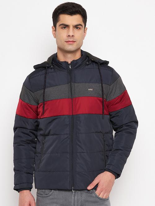 men navy blue long sleeve quilted jacket - 21521048 - Standard Image - 0