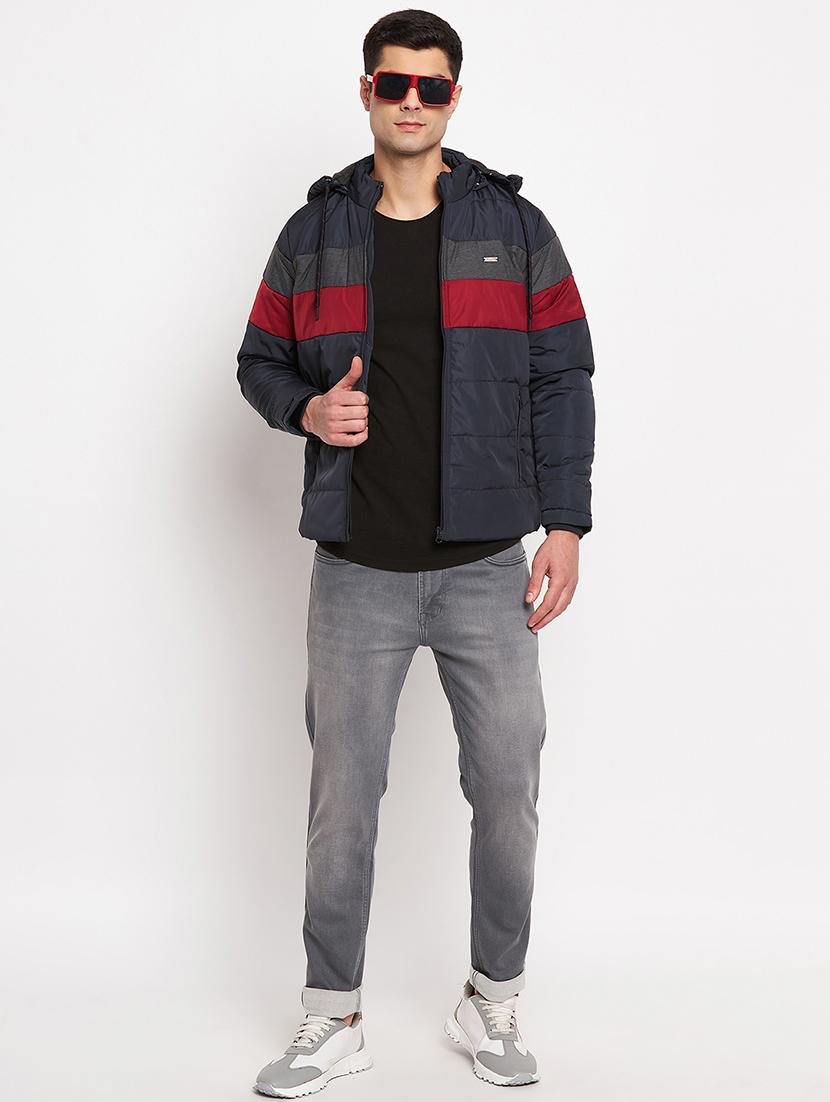 men navy blue long sleeve quilted jacket - 21521048 - Standard Image - 3