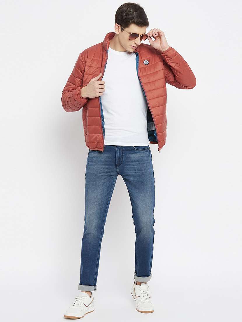 men rust solid long sleeve quilted jacket - 21521058 - Standard Image - 3
