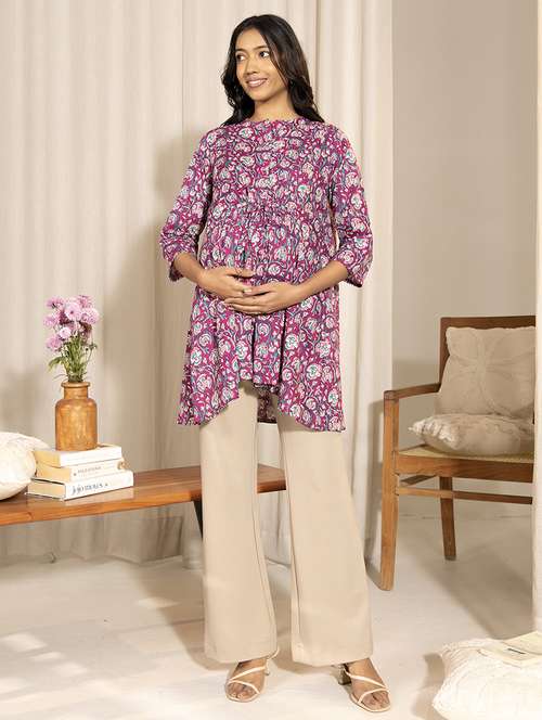 women purple cotton maternity wear - 21521070 - Standard Image - 0
