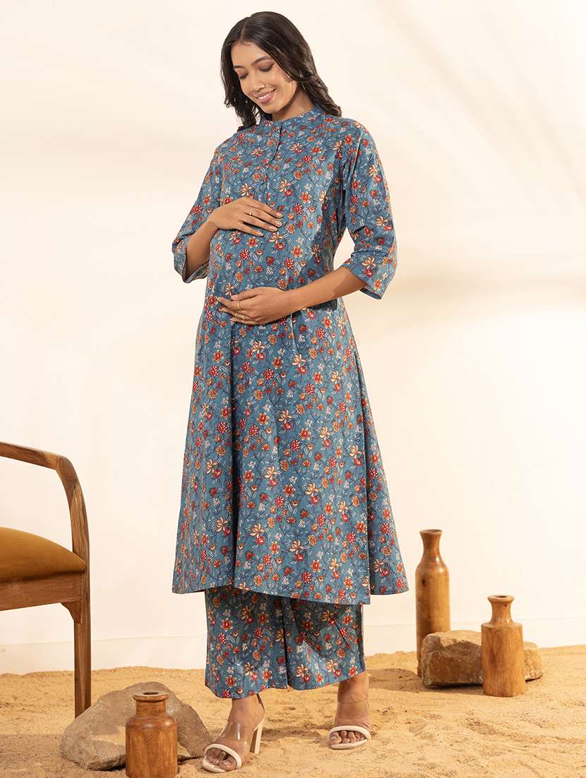 women blue kurta pant set