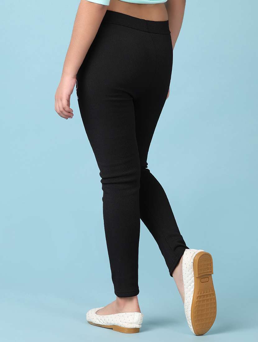 girls solid mid rise legging - 21521208 -  Standard Image - 3