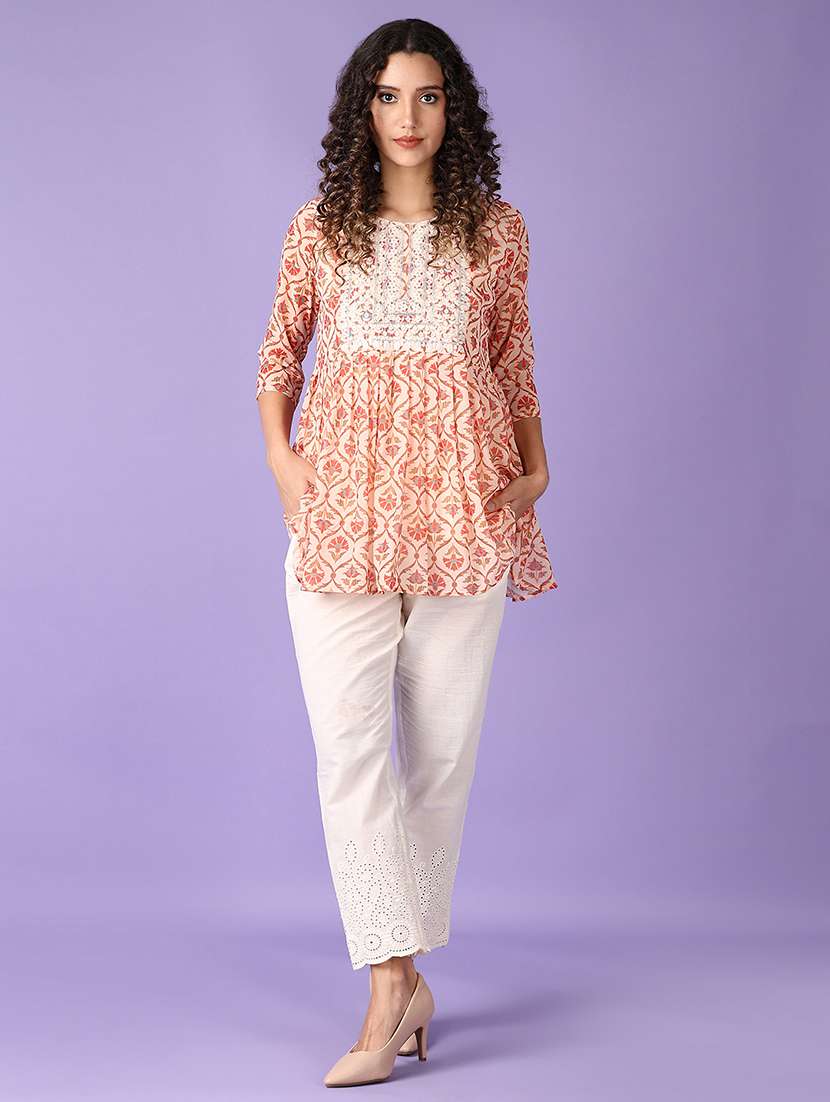 women floral printed round neck flared kurti - 21521223 -  Standard Image - 3