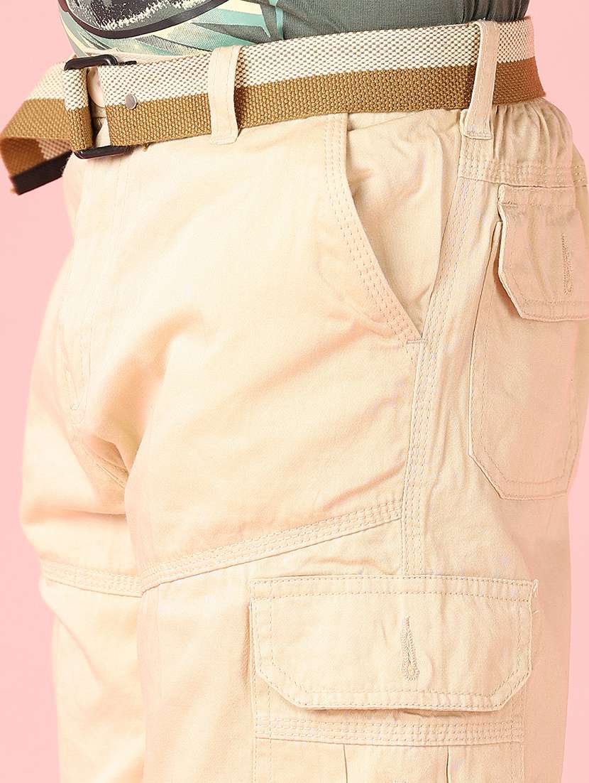 boys beige solid mid rise three fourth shorts - 21521244 - Standard Image - 5