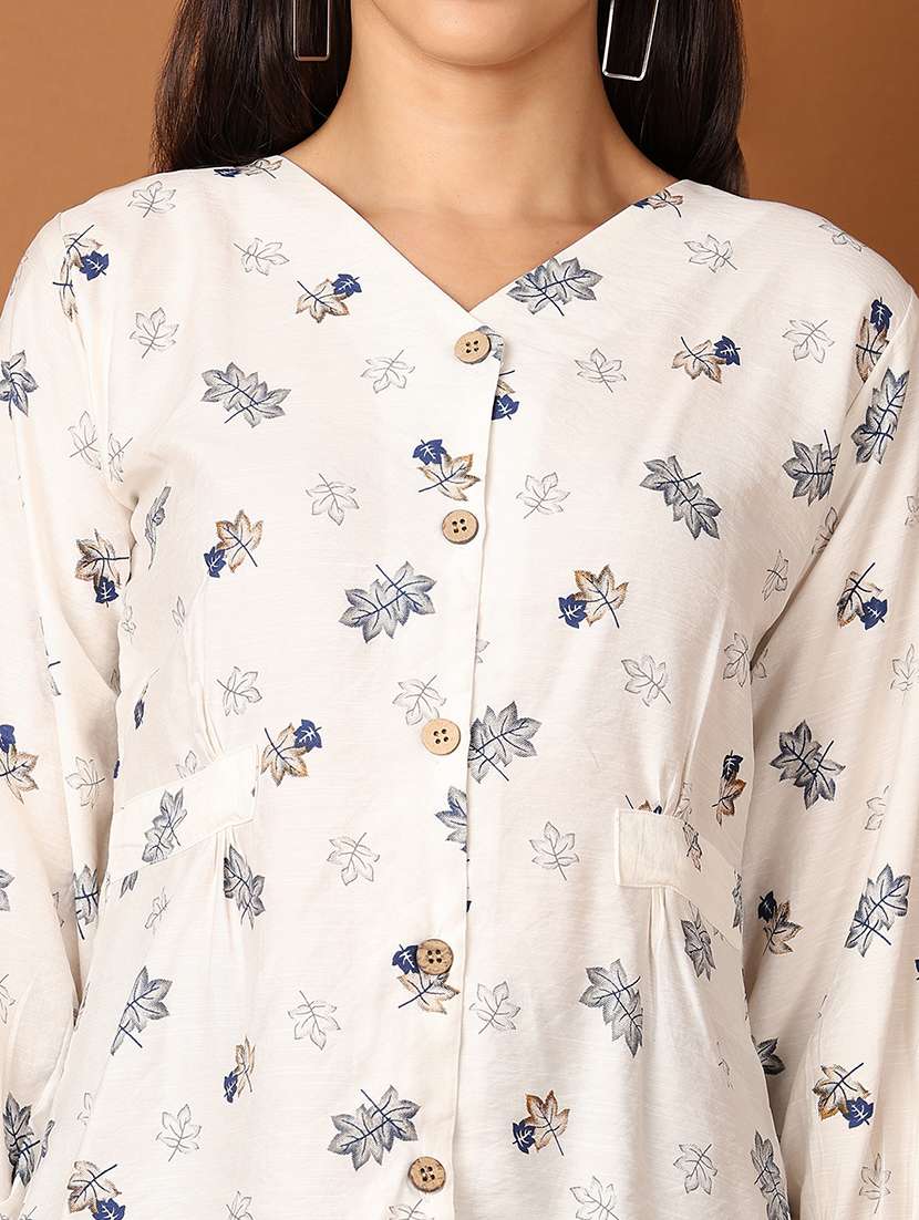 women white printed v neck shirt top - 21521330 -  Standard Image - 5