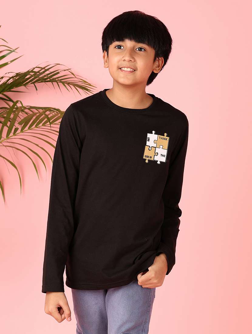 boys long sleeves front & back print t-shirt