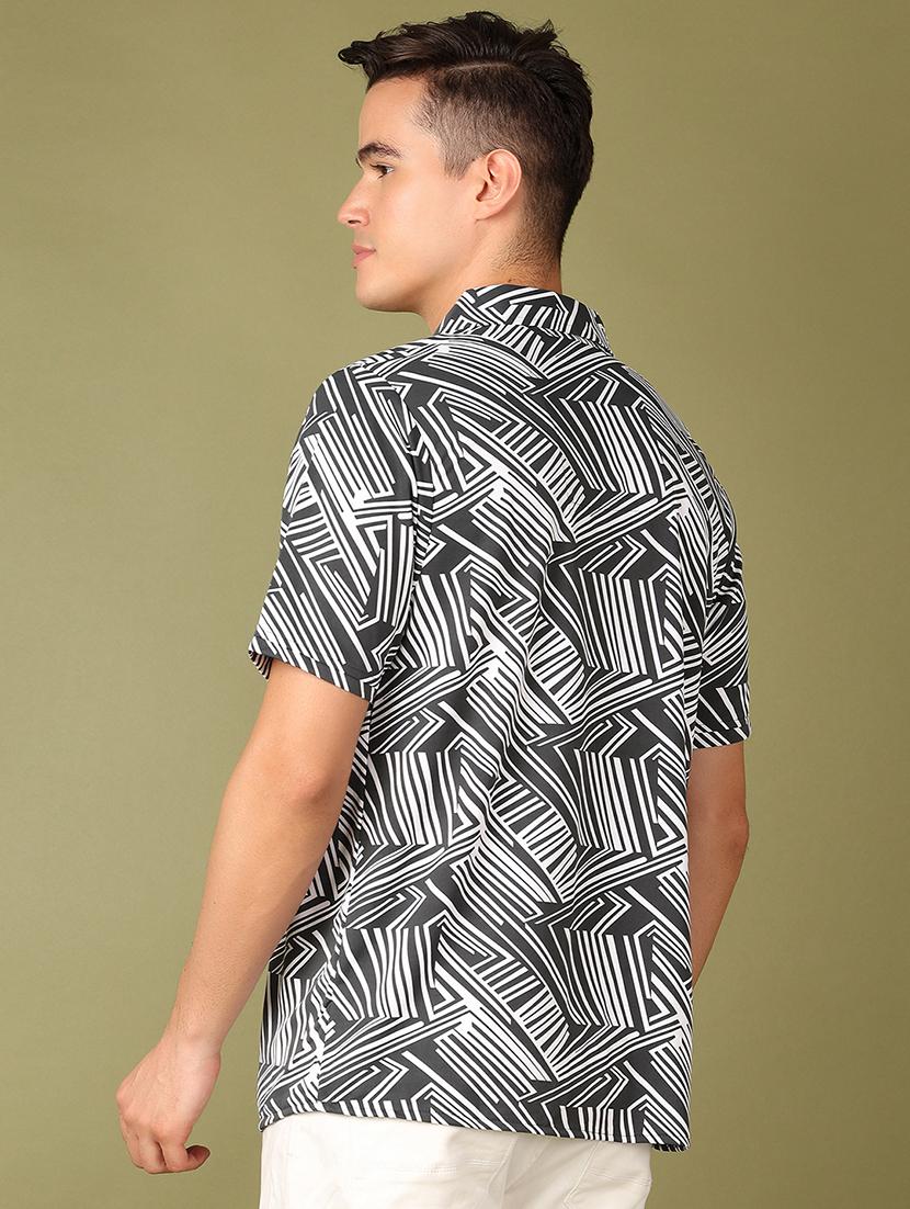 men printed short sleeve casual shirt - 21521345 - Standard Image - 3