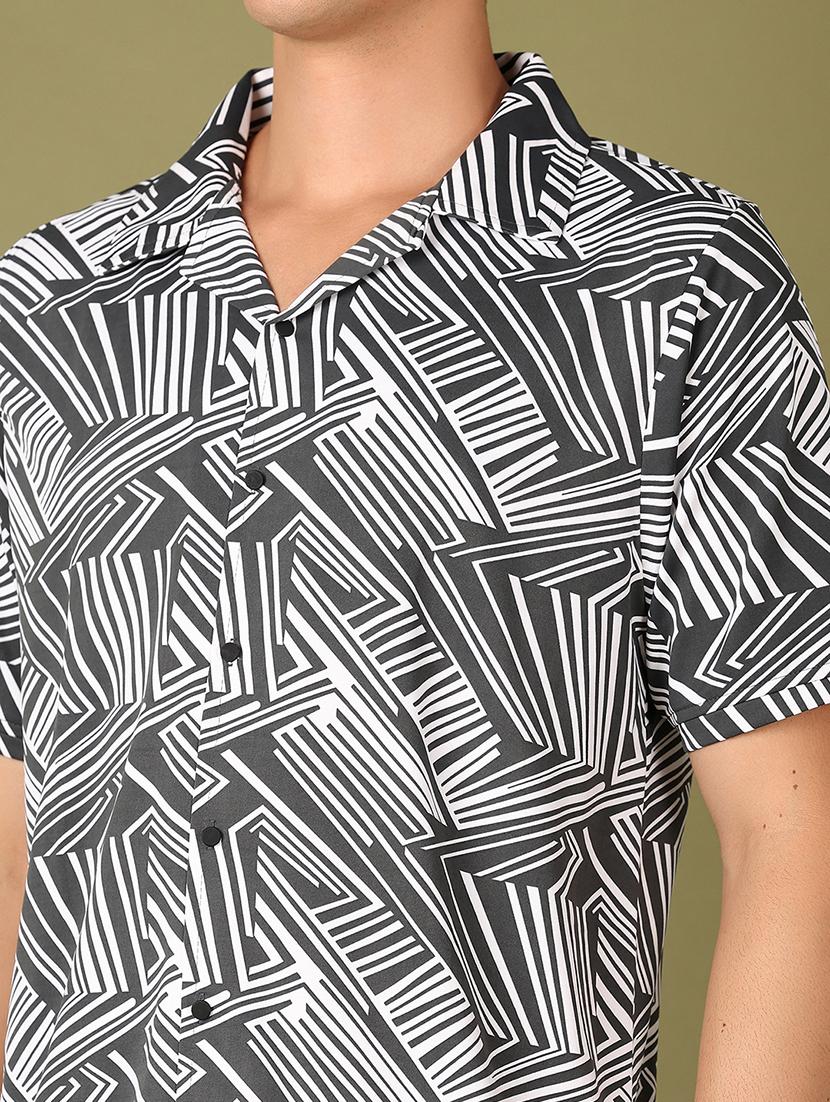 men printed short sleeve casual shirt - 21521345 - Standard Image - 5