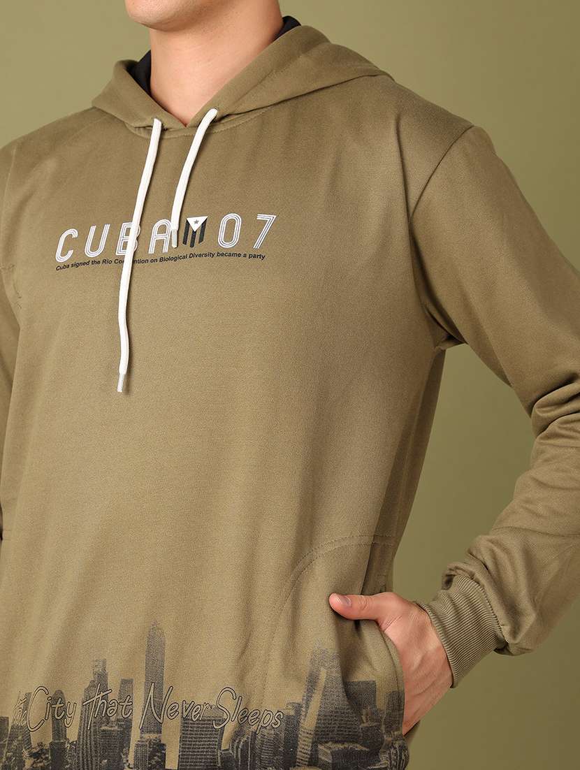 men chest print hooded neck sweatshirt - 21521355 -  Standard Image - 5