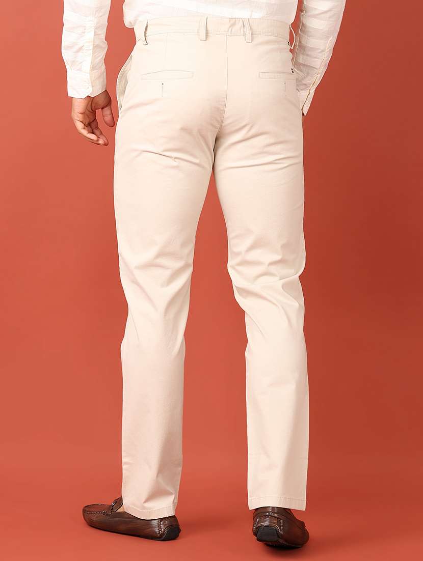 men solid md rise flat front casual chinos  - 21521381 -  Standard Image - 3