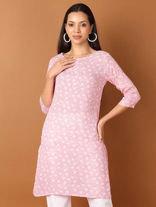 women three quarter sleeve straight kurta - 21521435 -  Standard Image - 0