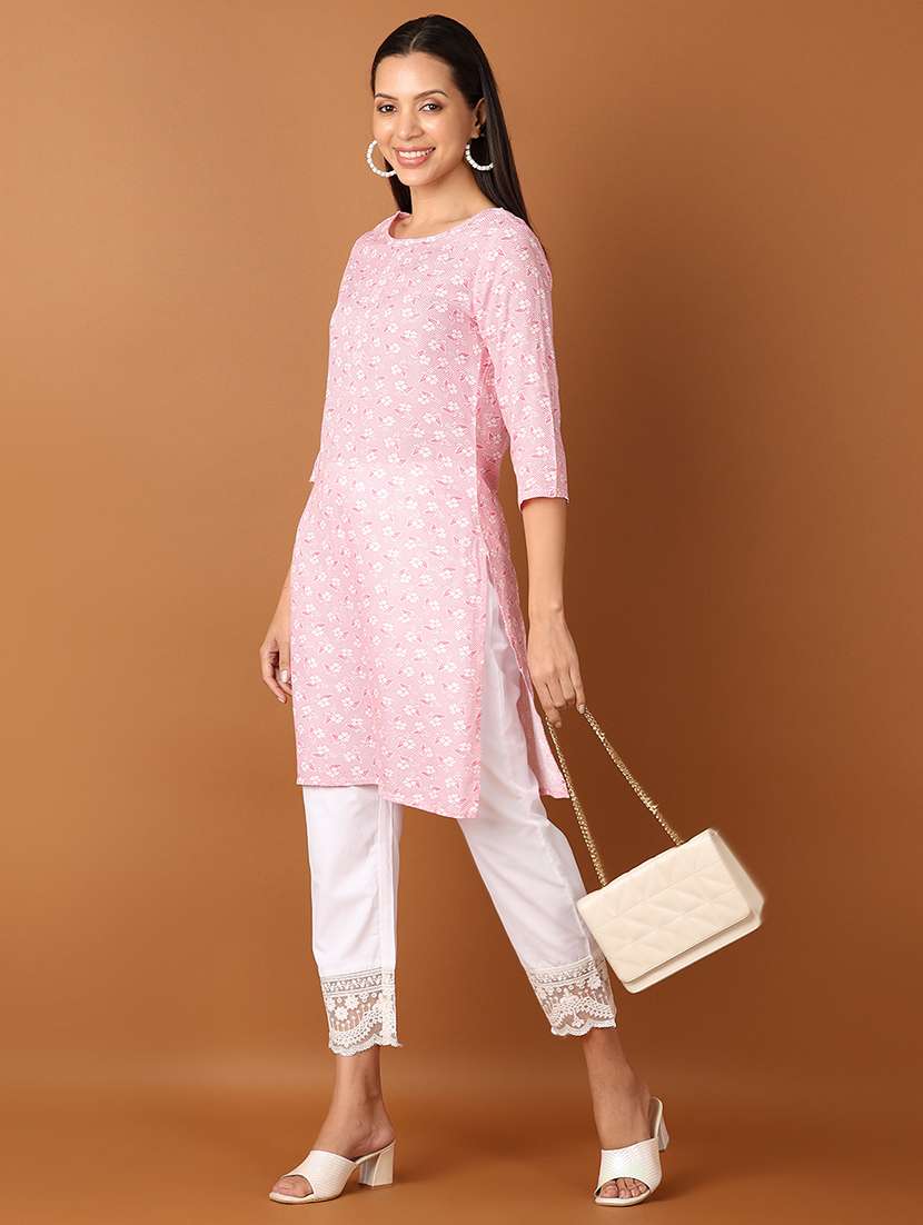 women three quarter sleeve straight kurta - 21521435 -  Standard Image - 3