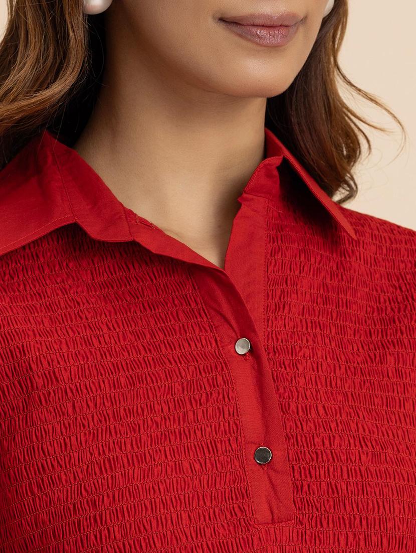 women red cotton peplum top - 21521727 - Standard Image - 5