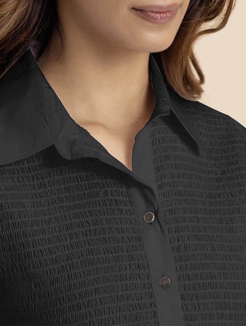 women solid bishop sleeves peplum top - 21521730 - Standard Image - 5