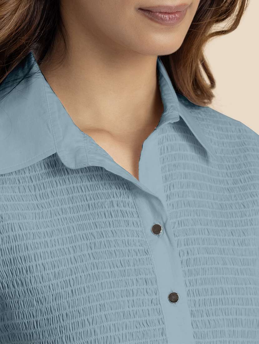 women sea green cotton peplum top - 21521731 -  Standard Image - 5