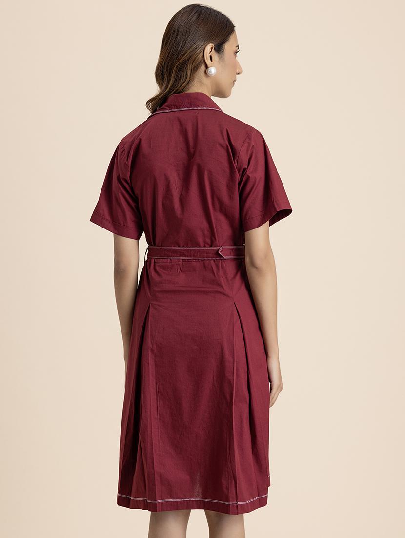women solid collared shirt dress - 21521961 - Standard Image - 3