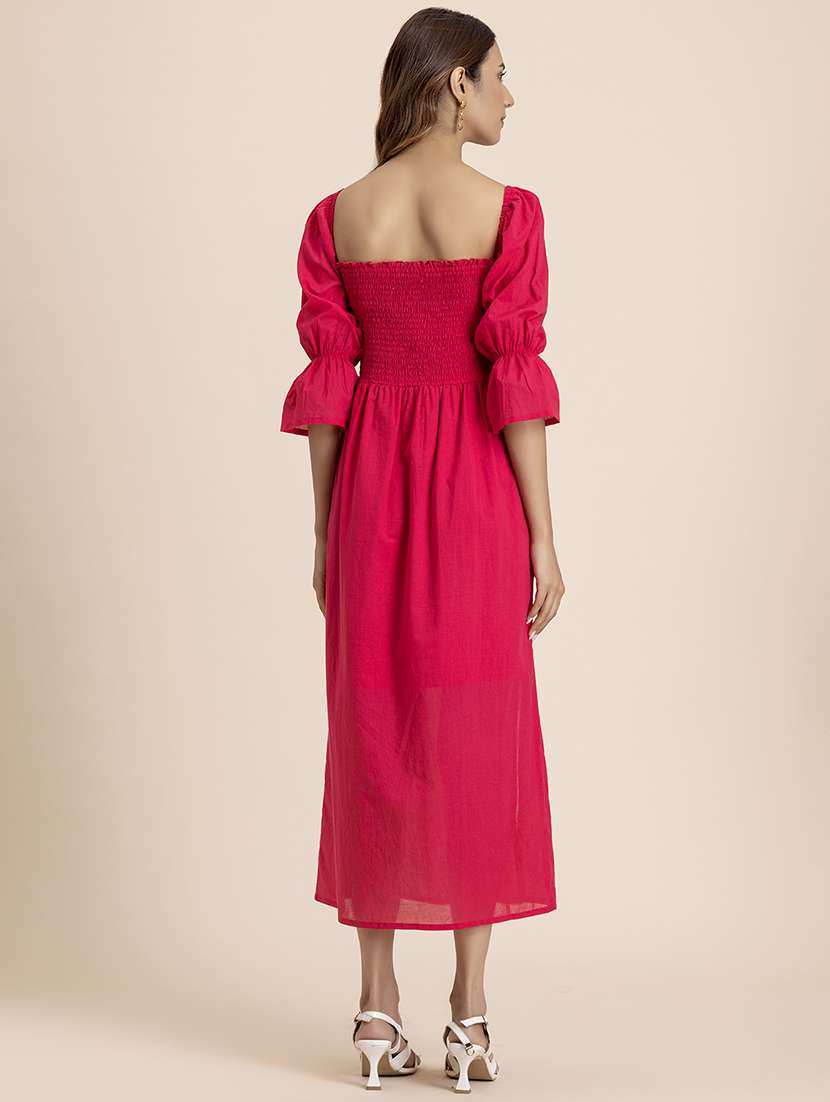 women solid square neck a-line dress - 21521967 -  Standard Image - 3