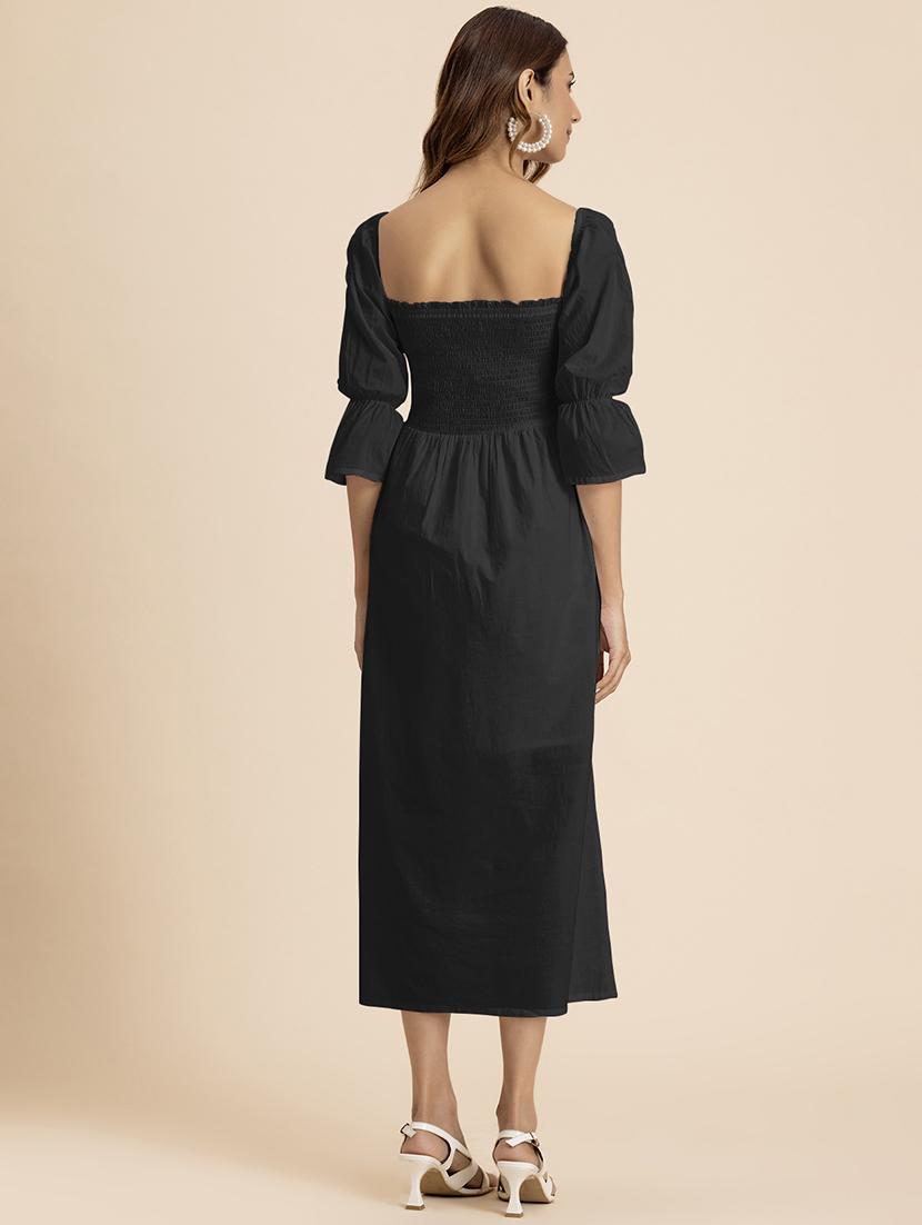 women solid square neck a-line dress - 21521969 - Standard Image - 3