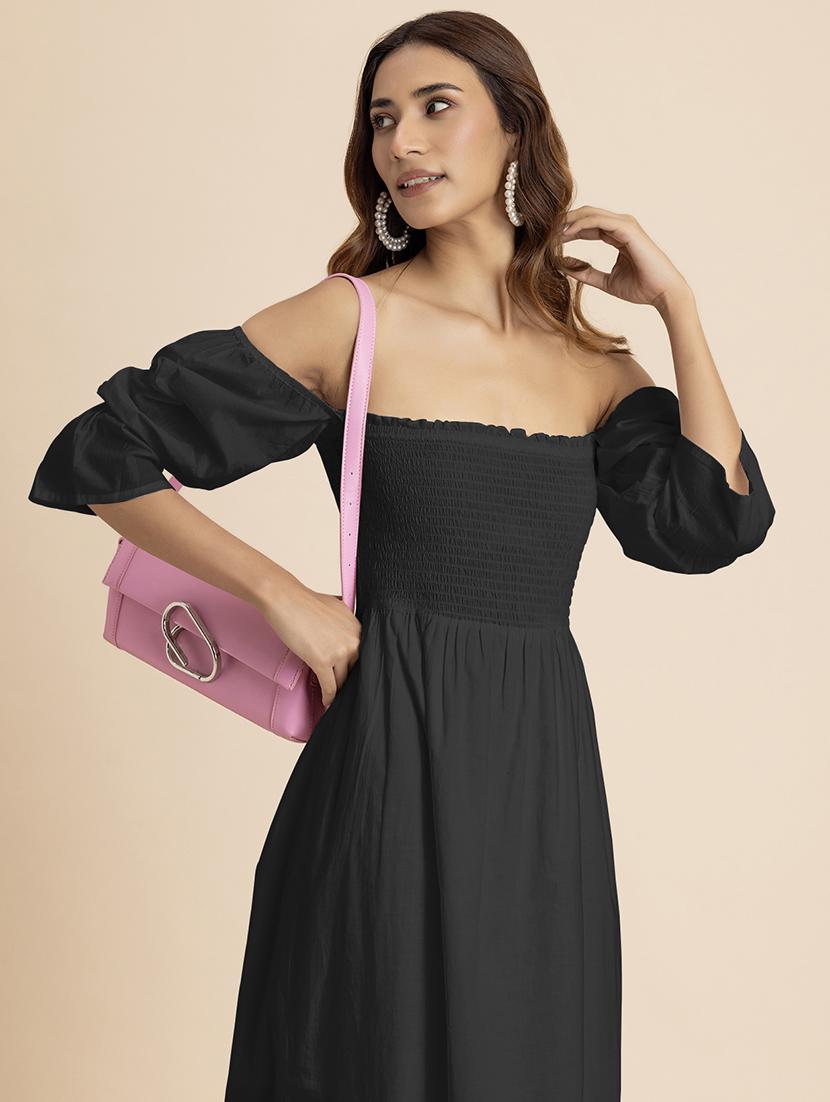 women solid square neck a-line dress - 21521969 - Standard Image - 5