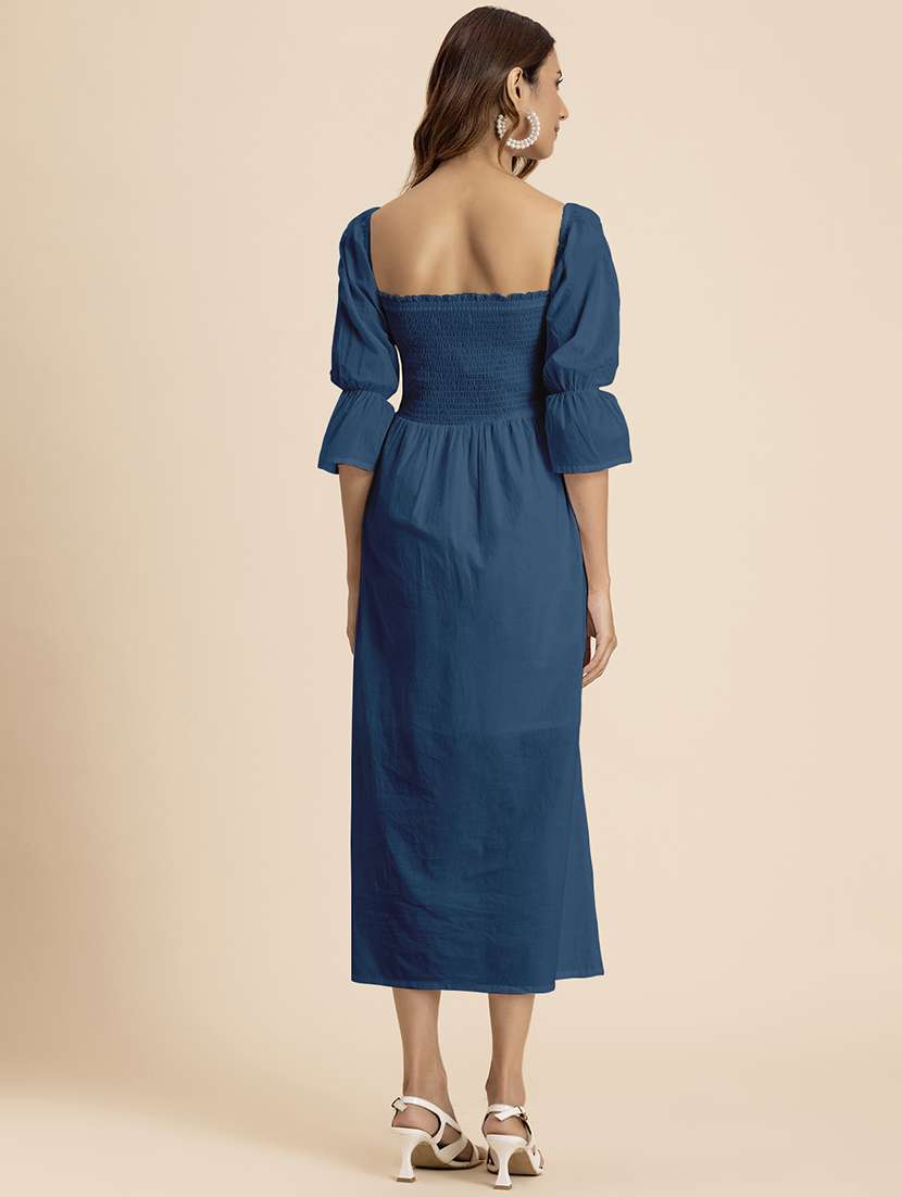 women solid square neck a-line dress - 21521971 -  Standard Image - 3