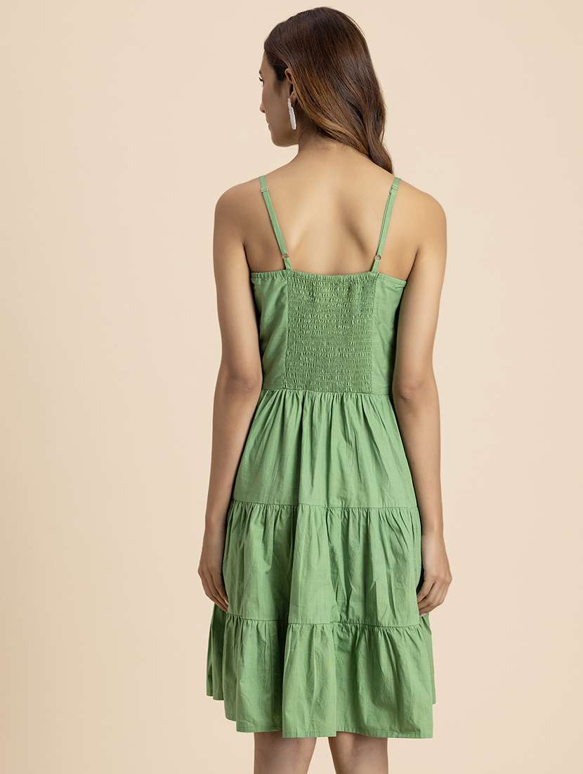 women solid sleeveless tiered dress - 21521973 -  Standard Image - 3