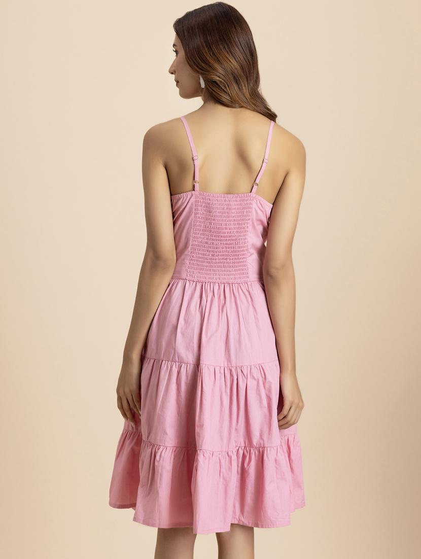 women solid sleeveless tiered dress - 21521975 - Standard Image - 3
