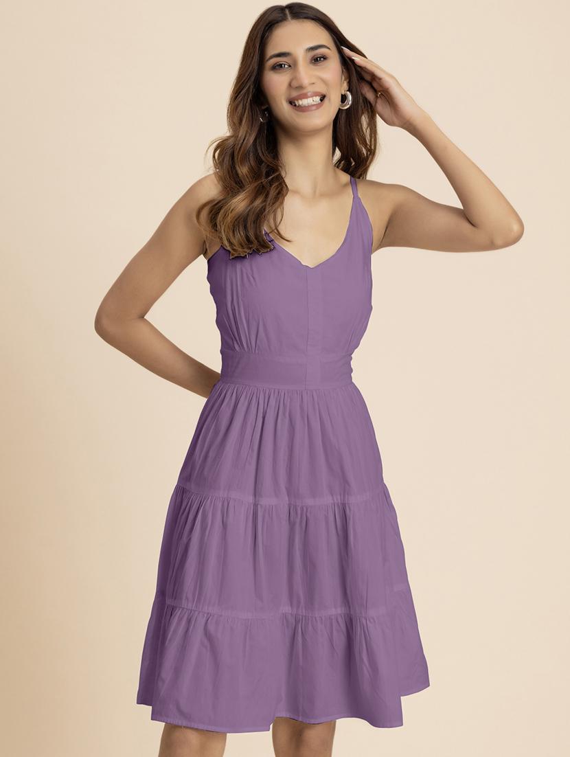women solid sleeveless tiered dress - 21521978 - Zoom Image - 0