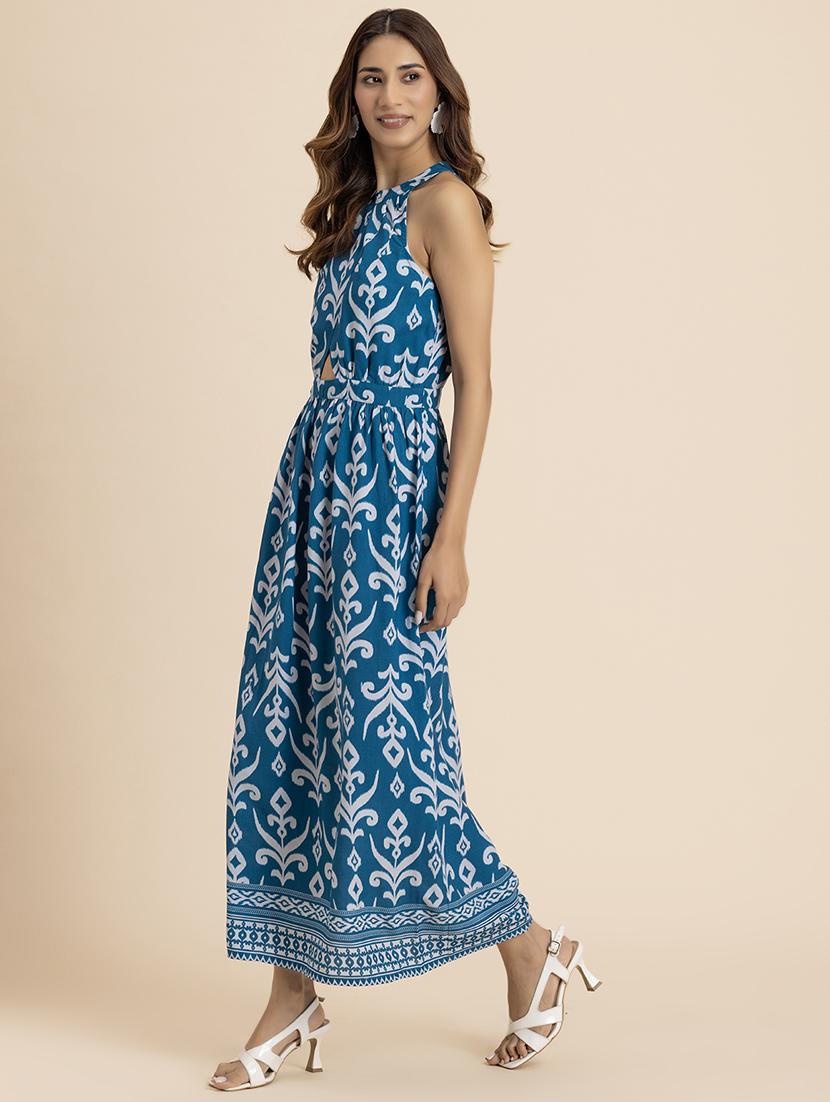 women printed halter neck a-line dress - 21521986 - Standard Image - 3