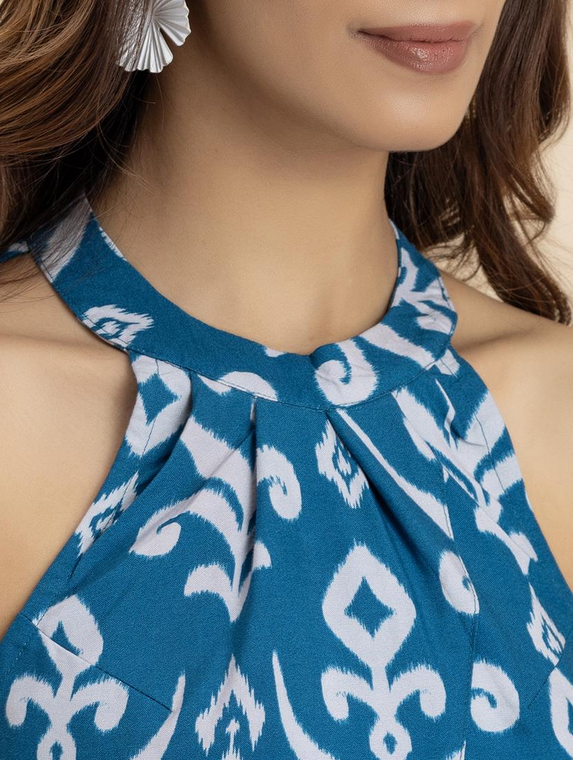 women printed halter neck a-line dress - 21521986 - Standard Image - 5