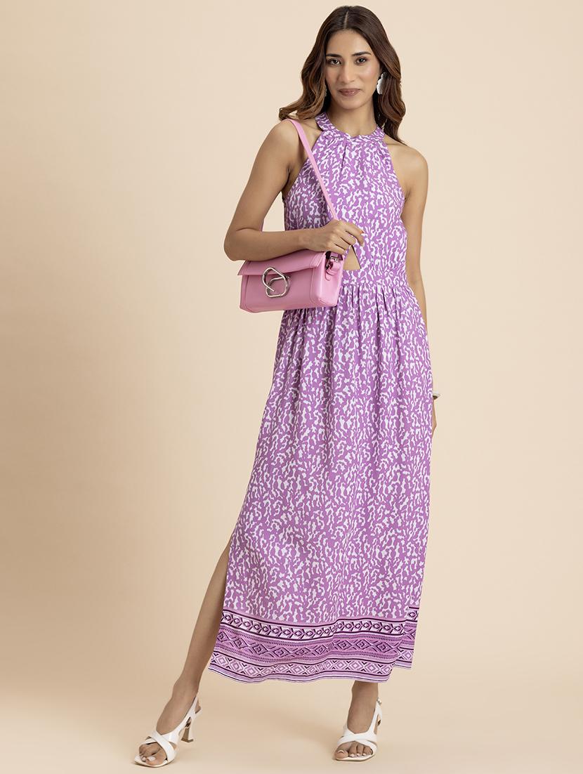 women printed halter neck a-line dress - 21521987 - Zoom Image - 0