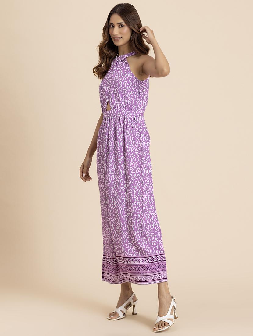 women printed halter neck a-line dress - 21521987 - Standard Image - 3