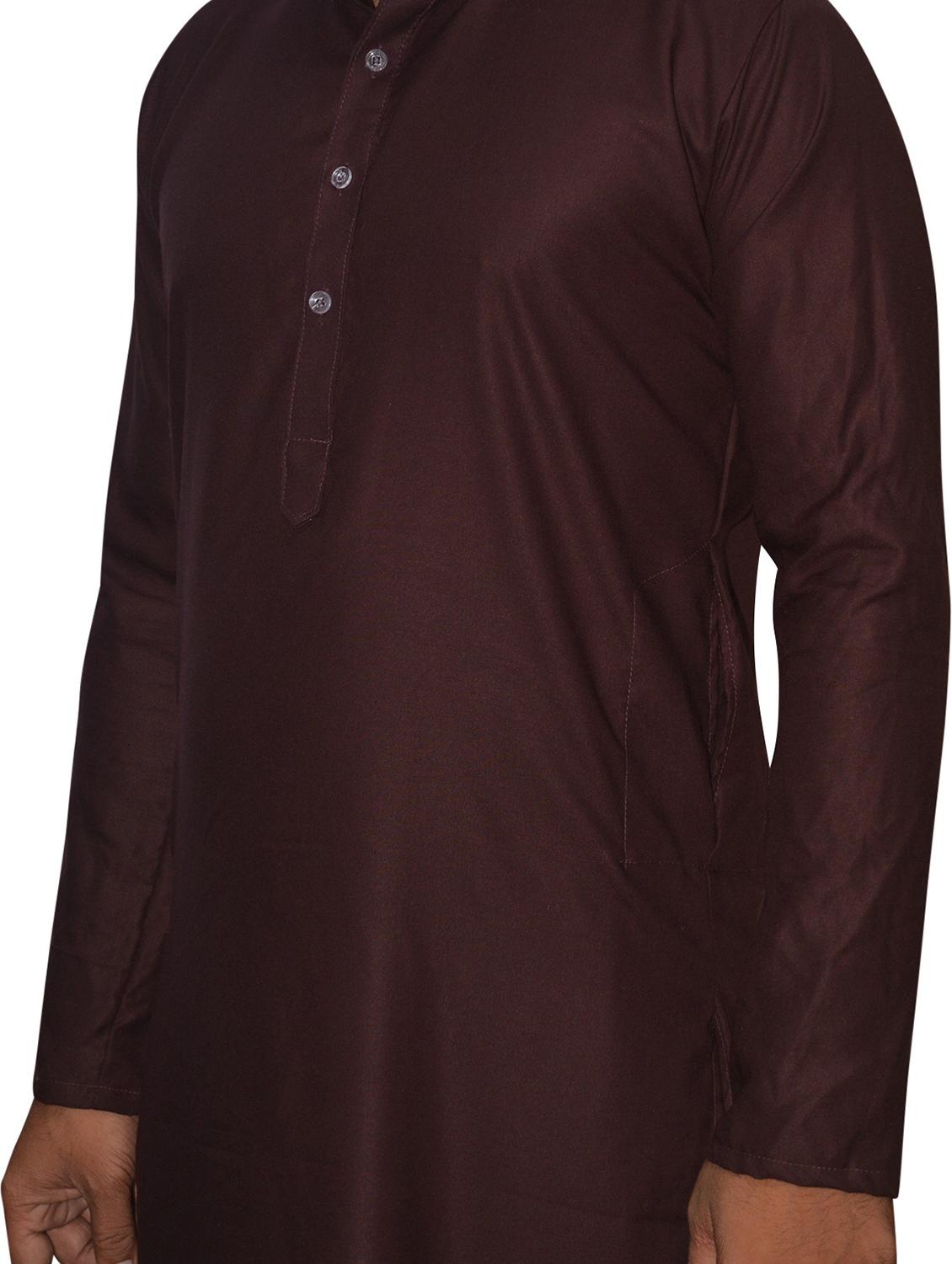 men burgundy solids kurta pyjama sets - 21522046 - Standard Image - 3