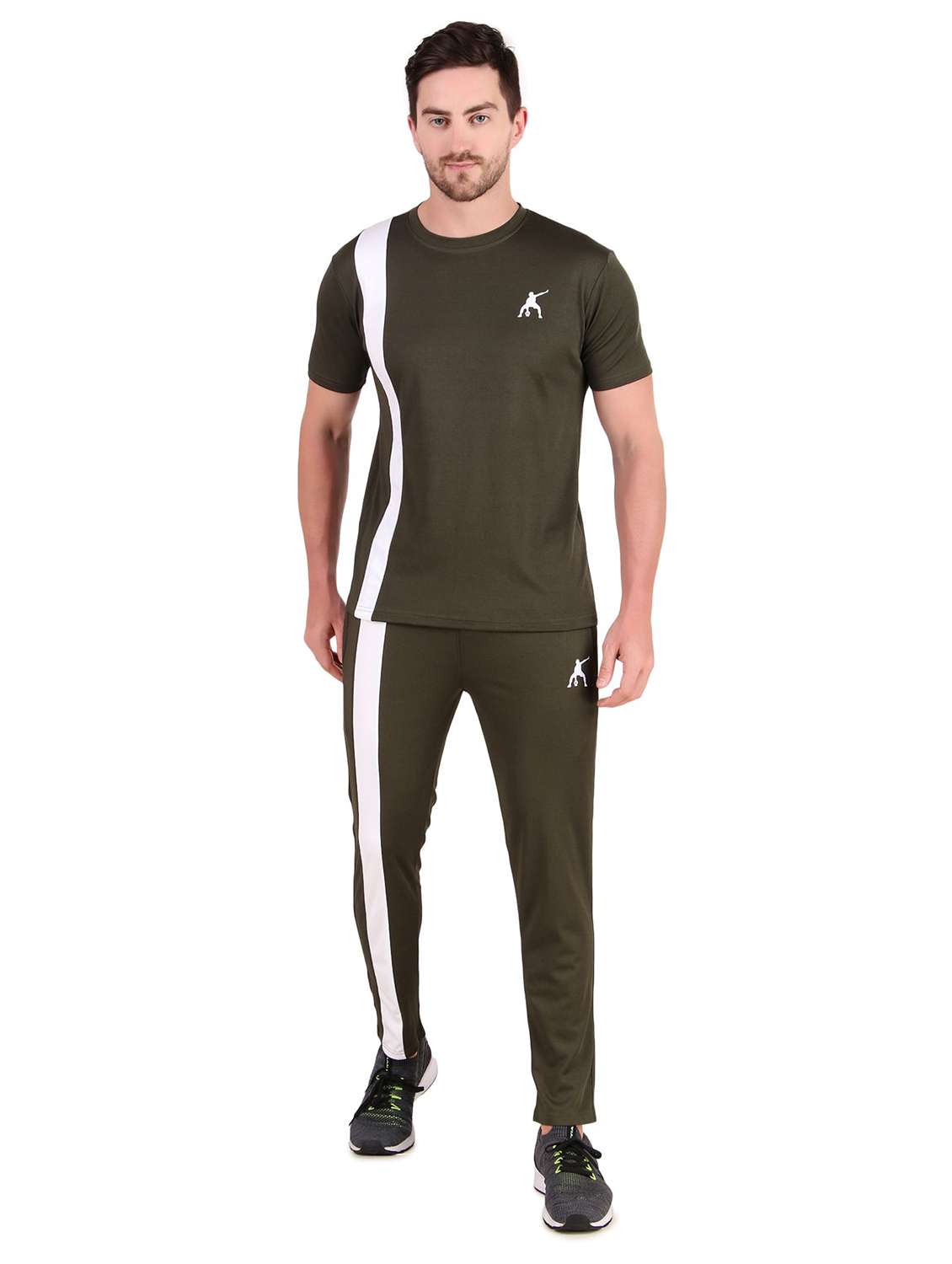 men full length color block track suit