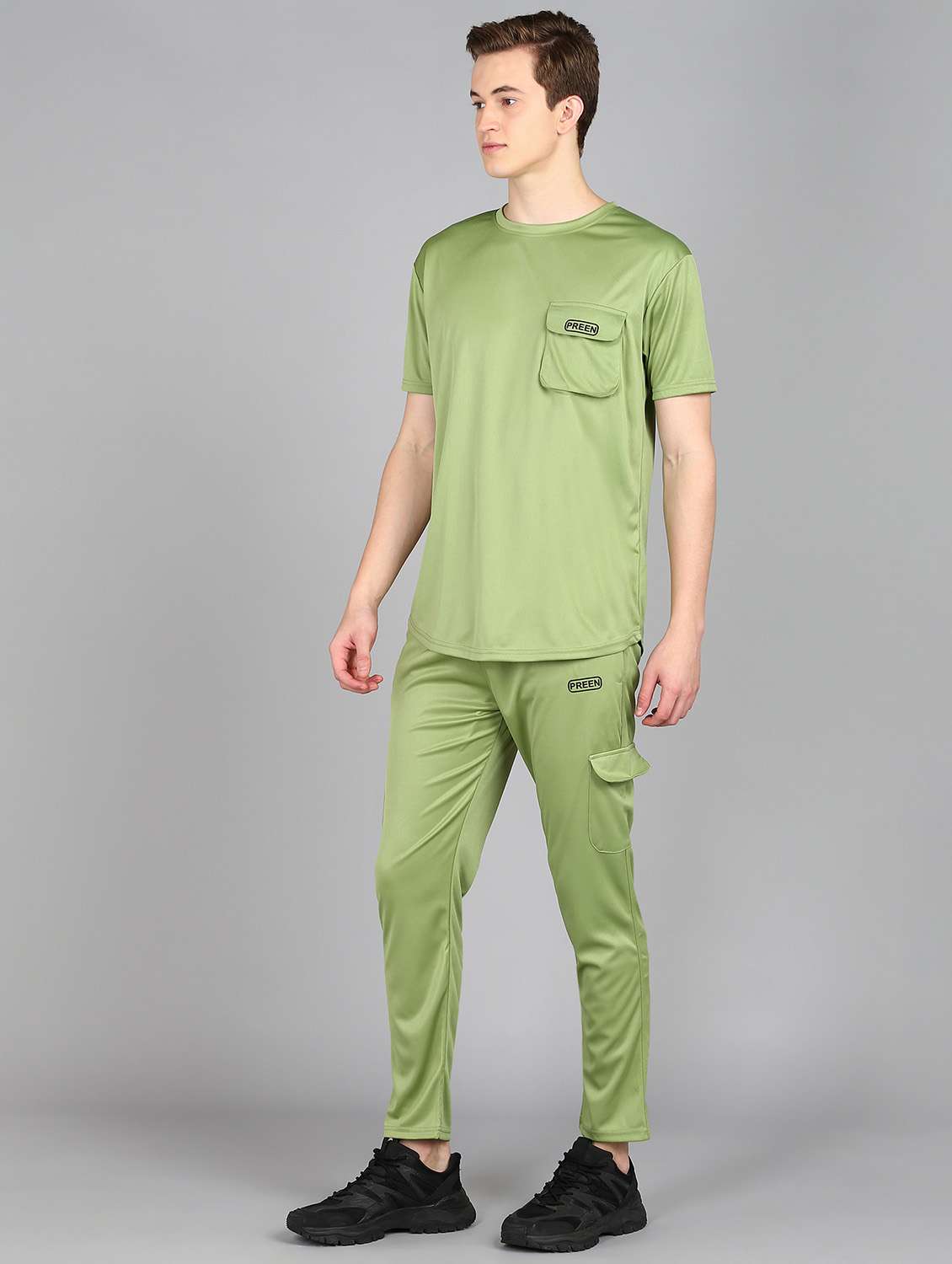 men solid full length track suit