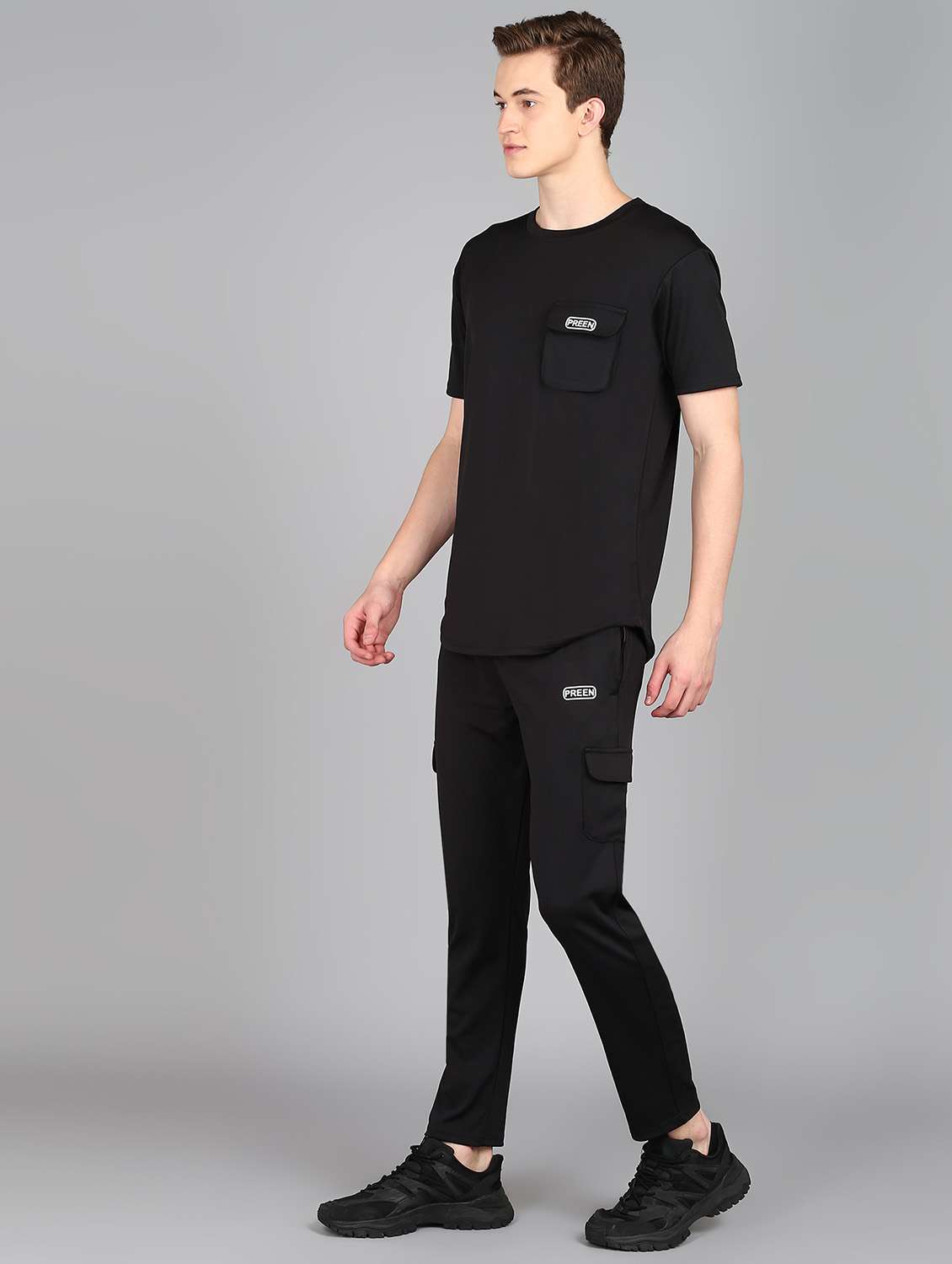 men solid full length track suit