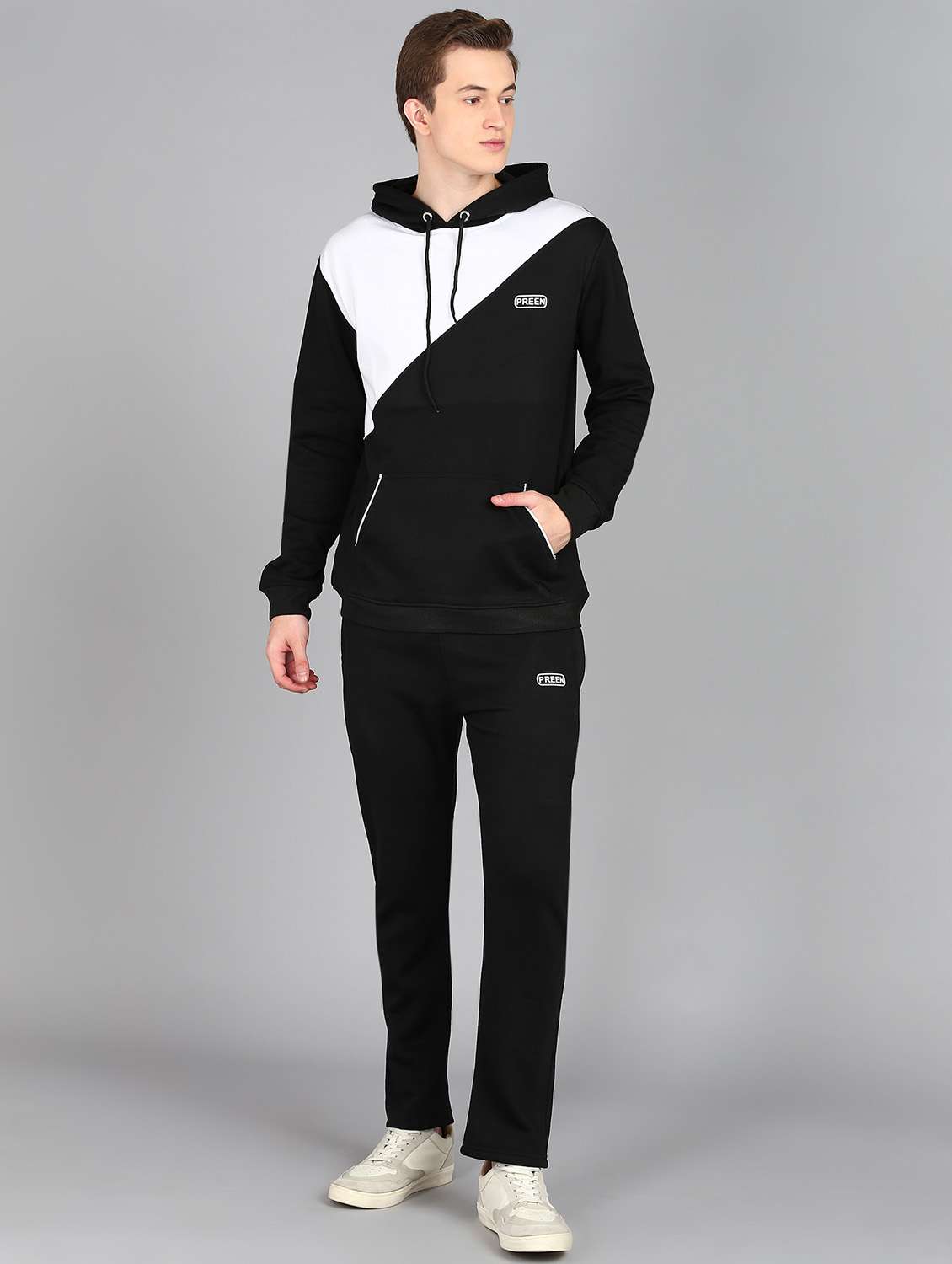 men placement printed full length track suit