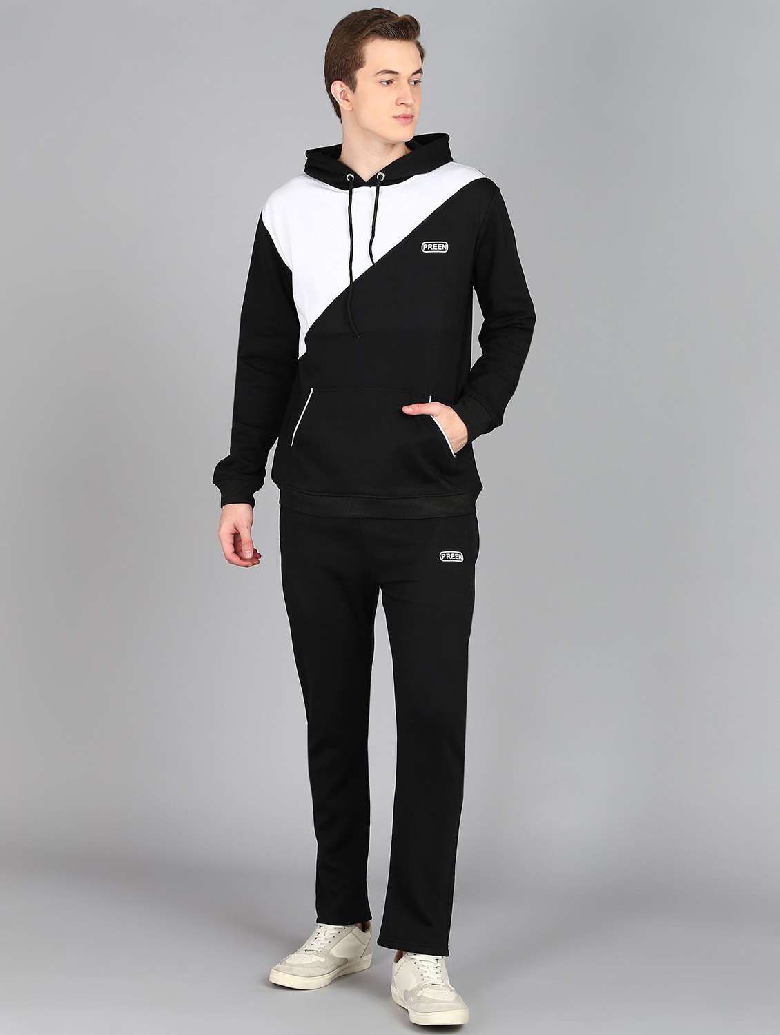 men placement printed full length track suit