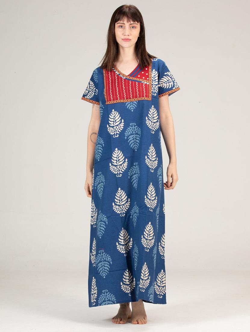 women navy blue cotton nighty - 21522404 - Zoom Image - 0