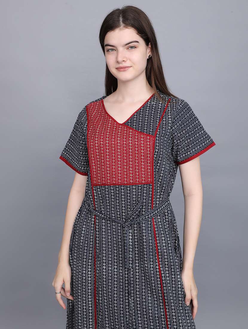women navy blue cotton nighty  - 21522420 -  Standard Image - 3