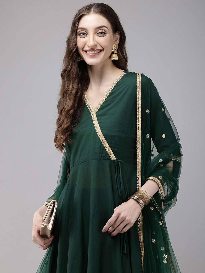 women v neck embellished suit set - 21522485 - Standard Image - 3