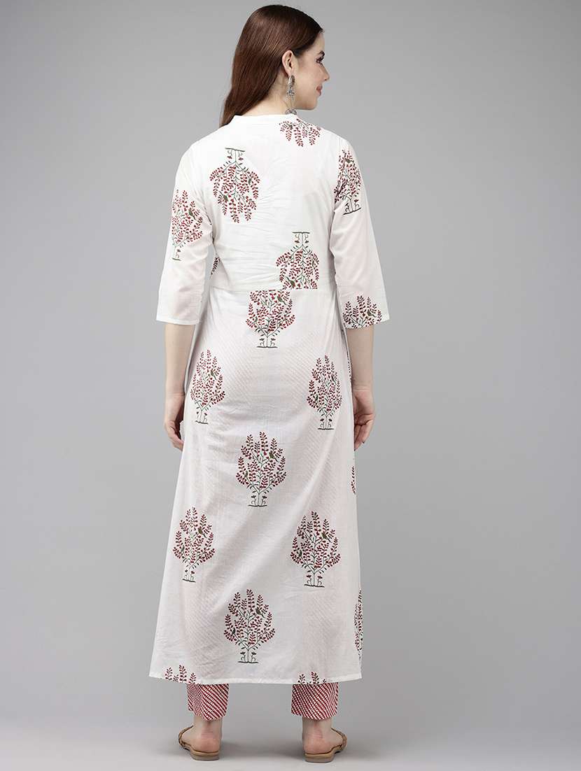 women white printed kurta pant set - 21522494 - Standard Image - 3