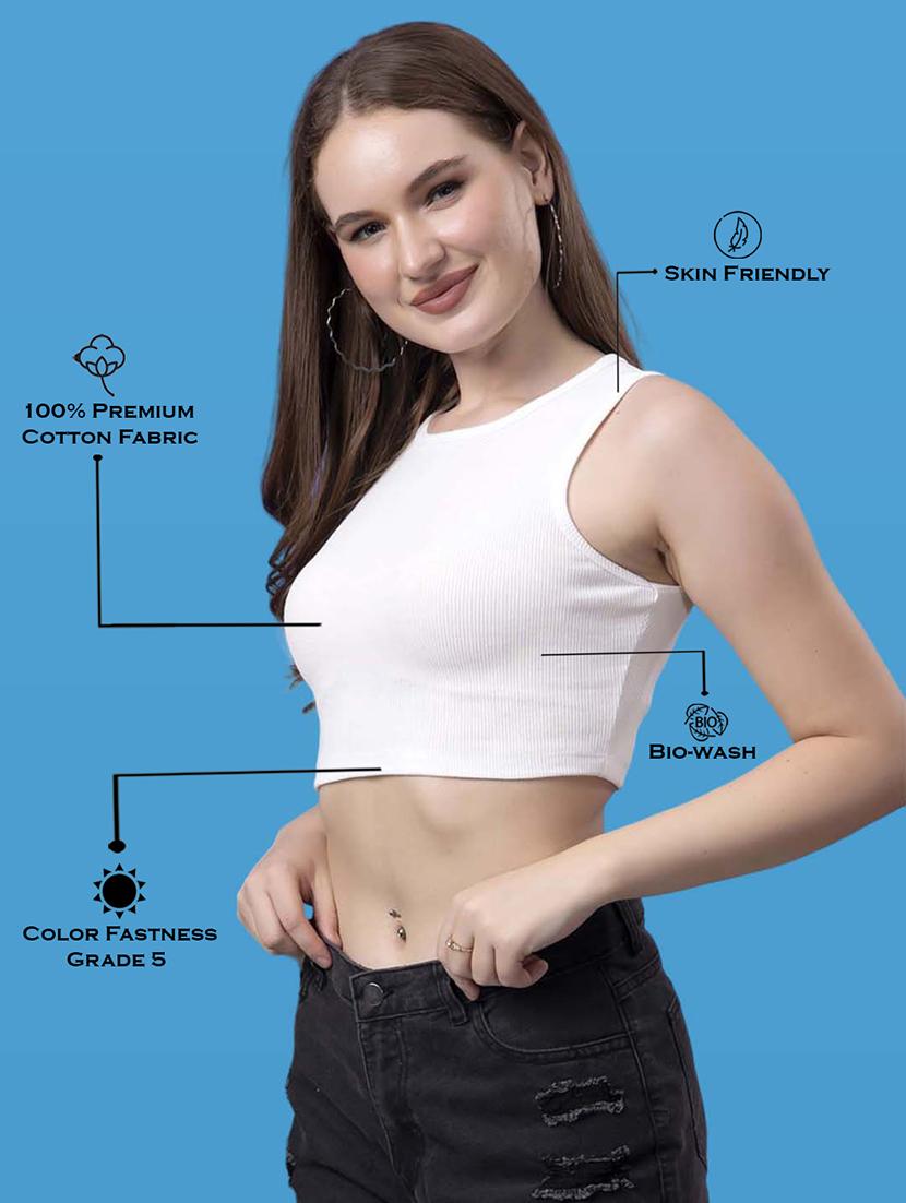 women pack of 2 solid sleeveless crop top - 21522530 - Standard Image - 3