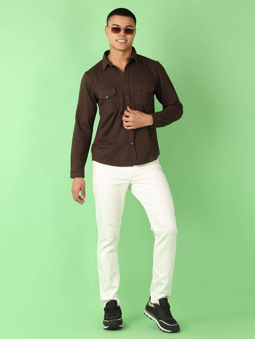 men long sleeves solid casual shirt - 21522819 -  Standard Image - 3