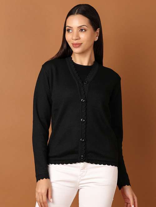 women black solid long sleeve cardigans - 21522821 -  Standard Image - 0