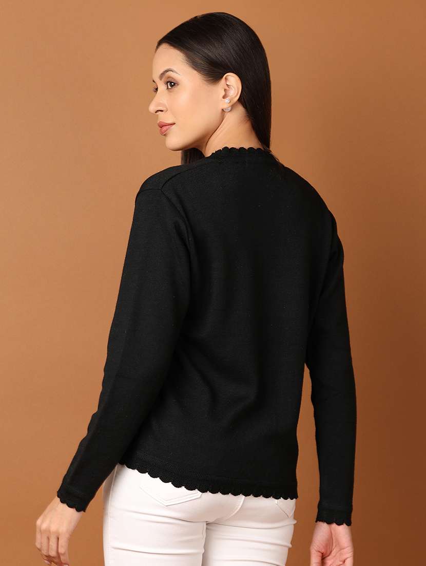 women black solid long sleeve cardigans - 21522821 -  Standard Image - 3