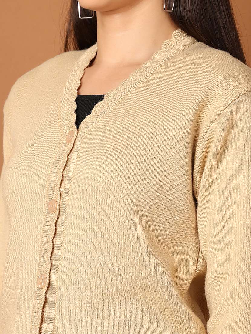 women solid long sleeve cardigan - 21522822 -  Standard Image - 5