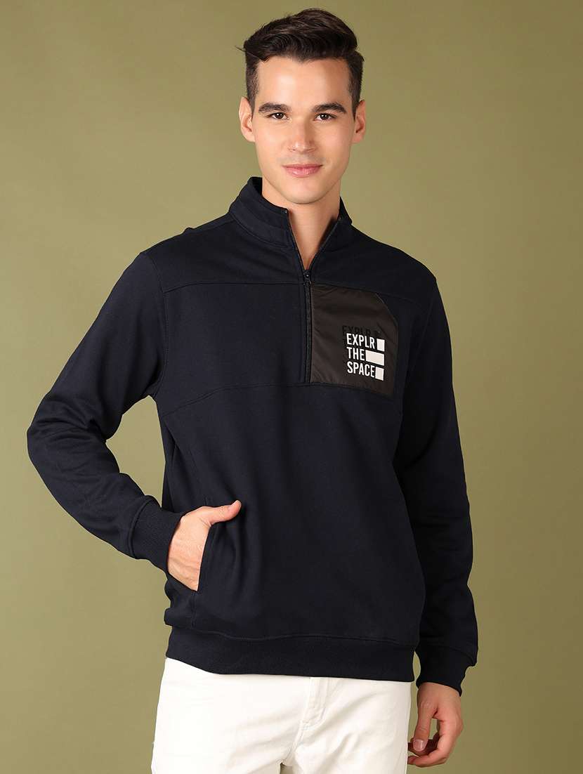men solid long sleeve regular fit sweatshirt