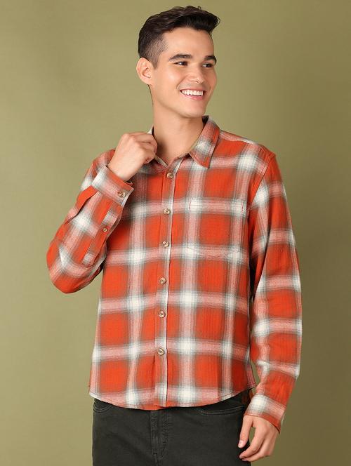 men checkered long sleeve regular fit casual shirt - 21522877 - Standard Image - 0