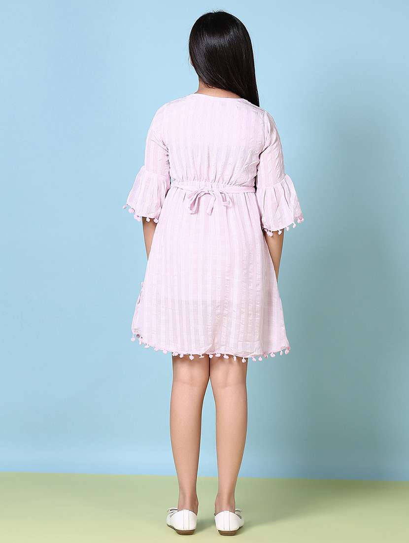 girls lavender embroidered bell sleeve fit & flare dress - 21522908 - Standard Image - 3