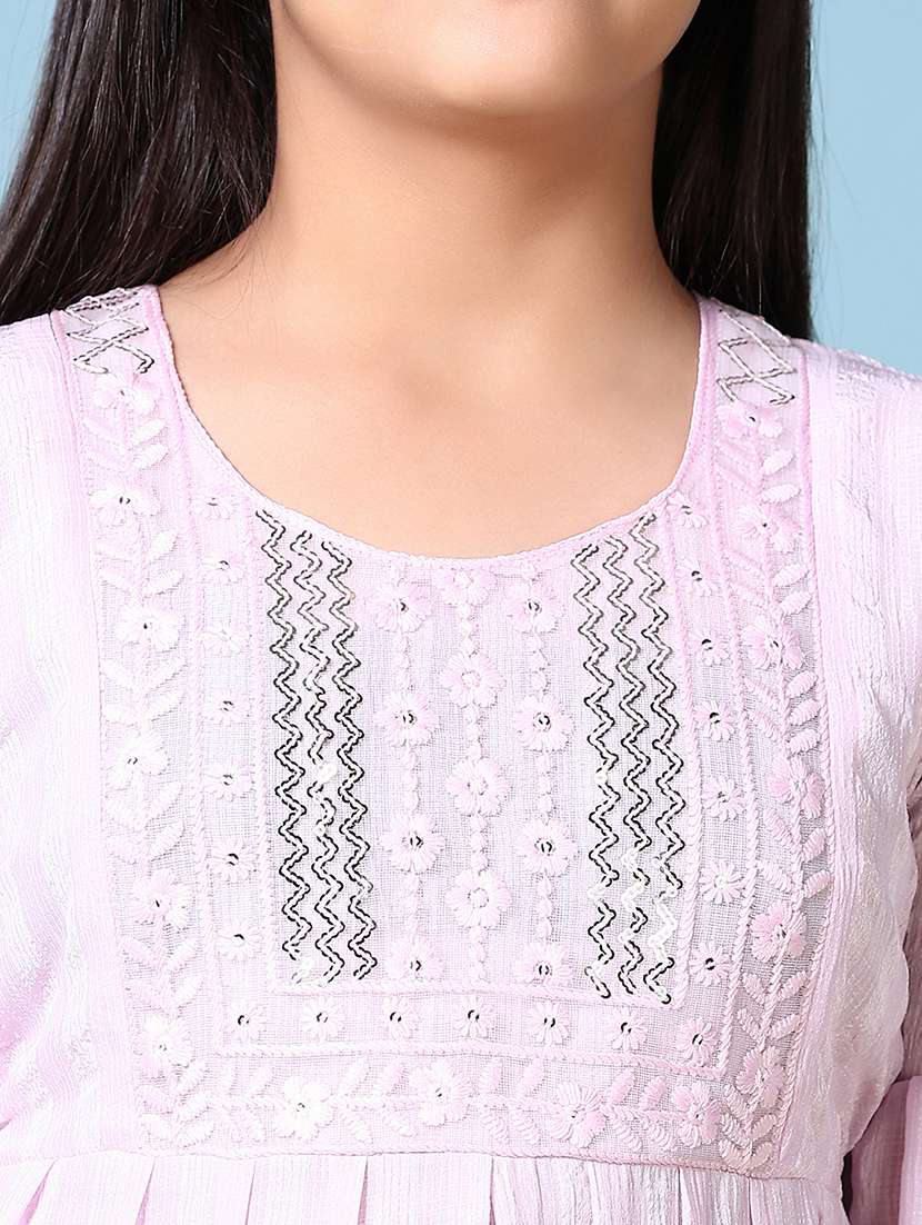 girls lavender embroidered bell sleeve fit & flare dress - 21522908 - Standard Image - 5